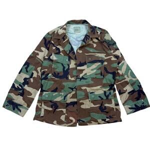 Hot weather Woodland camo combat button up coat military BDU  Med-Reg